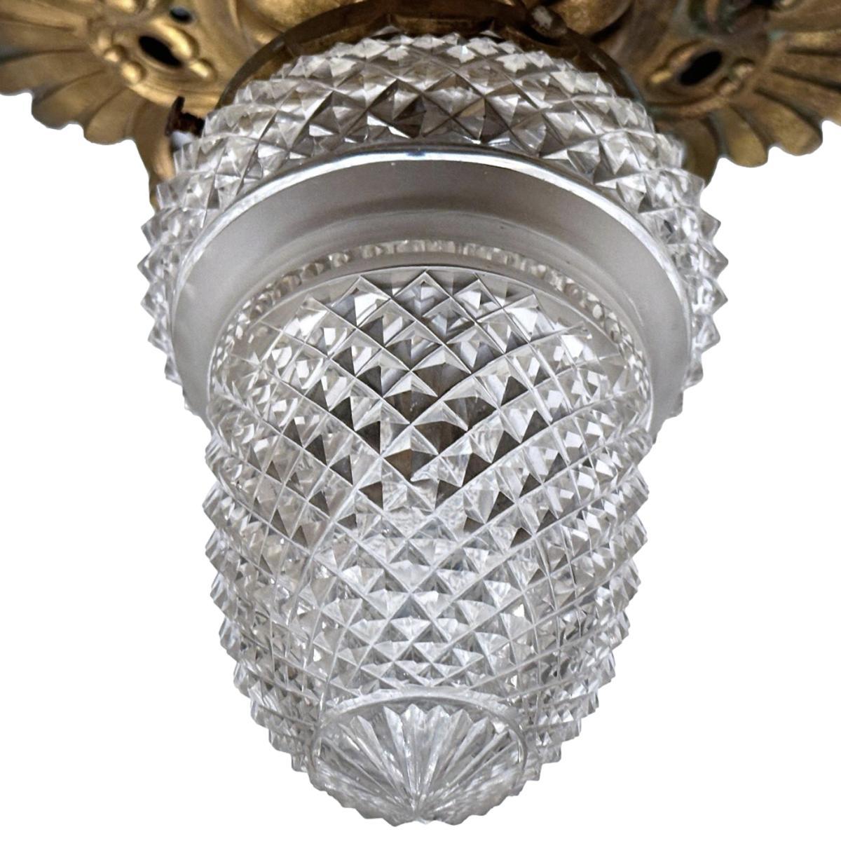 Antique English Flushmount Light Fixture In Good Condition For Sale In New York, NY