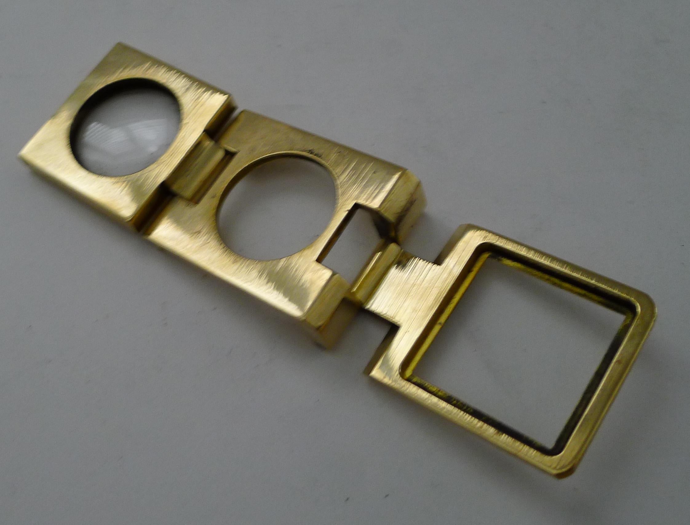 British Antique English Folding Brass Linen Thread Counter - Magnifying Glass