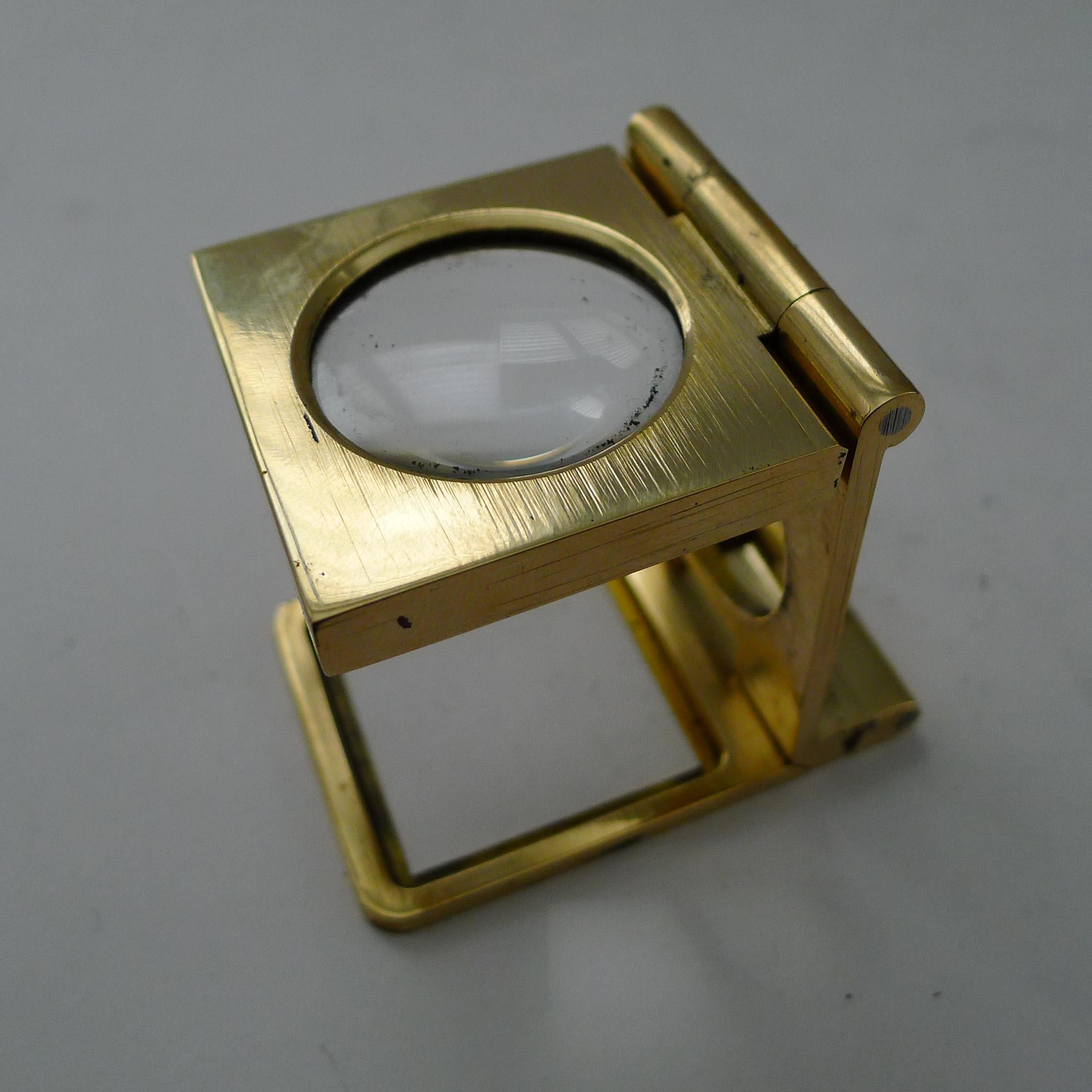 Antique English Folding Brass Linen Thread Counter - Magnifying Glass 3