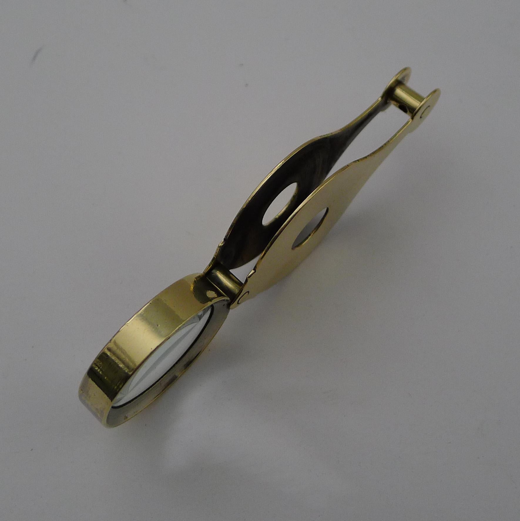 Brass Antique English Folding Magnifying Glass c.1900