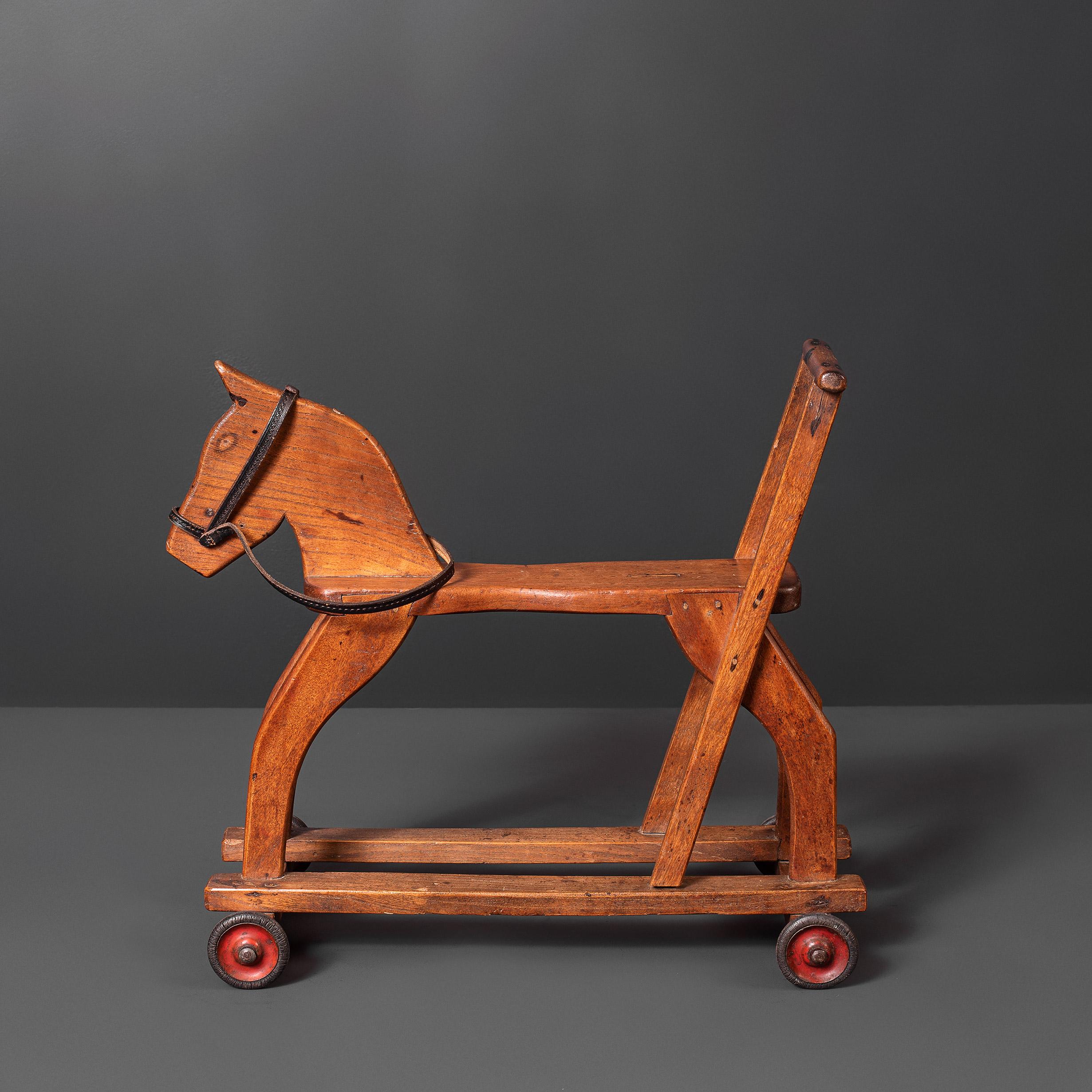 Hardwood Antique English Folk Art Toy Horse