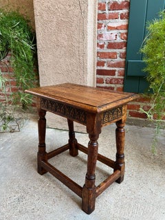 Antike englische Fußhocker Bank Joint Hocker geschnitzt Eiche Jacobean Stand c1900