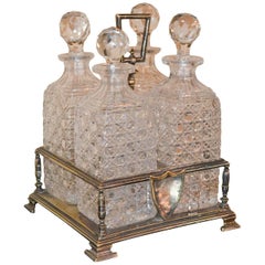 Antique English Four Bottle Tantalus, circa 1890