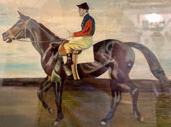 Antique English Framed Jockey Painting on Panel, Circa 1910