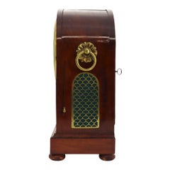 Antique English Frodsham Flame Mahogany Bracket Clock With Shelf c1820