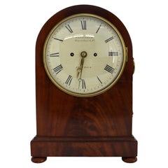 Antique English Frodsham Flame Mahogany Bracket Clock With Shelf c1820