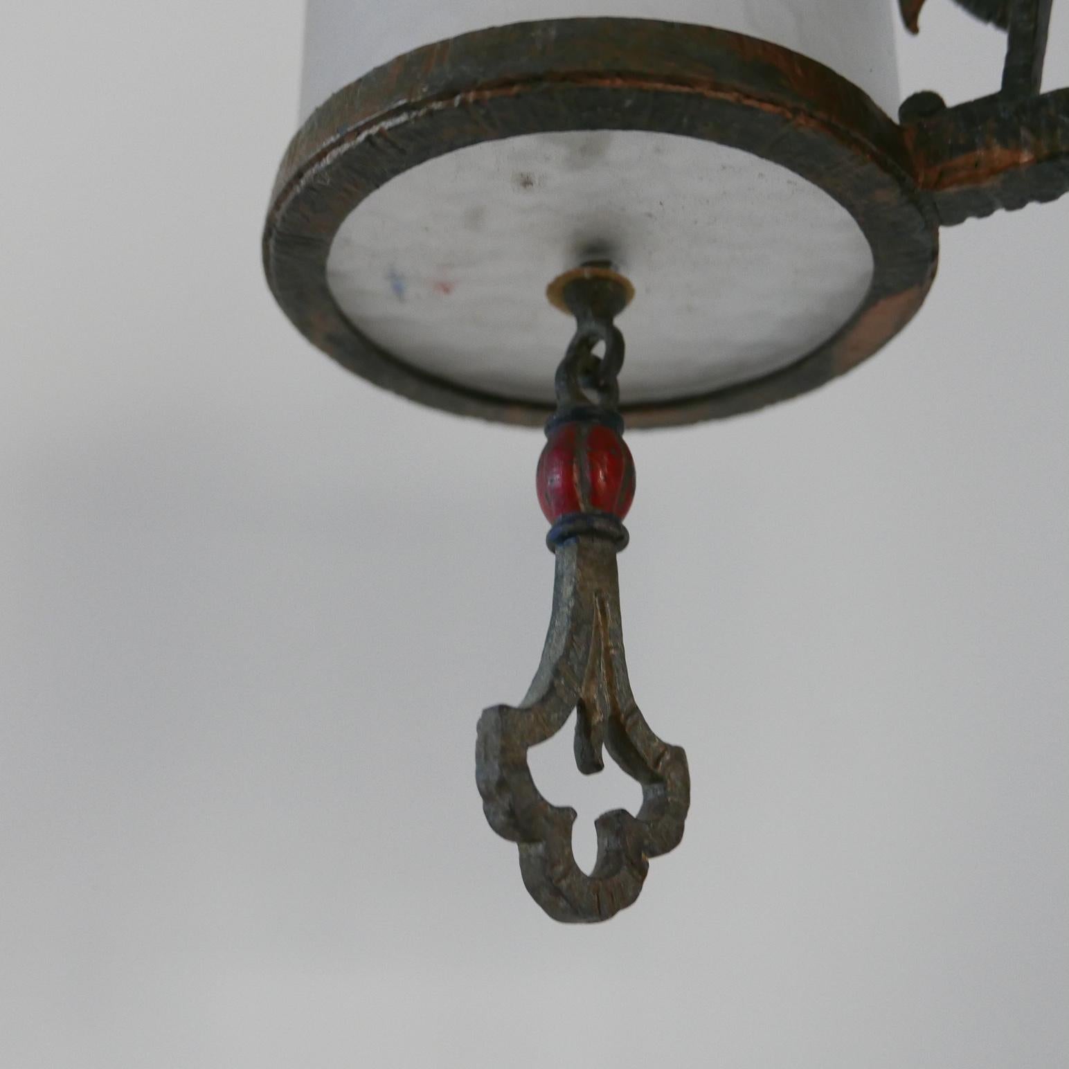Ottone Antico lampadario inglese in vetro smerigliato '2' in vendita