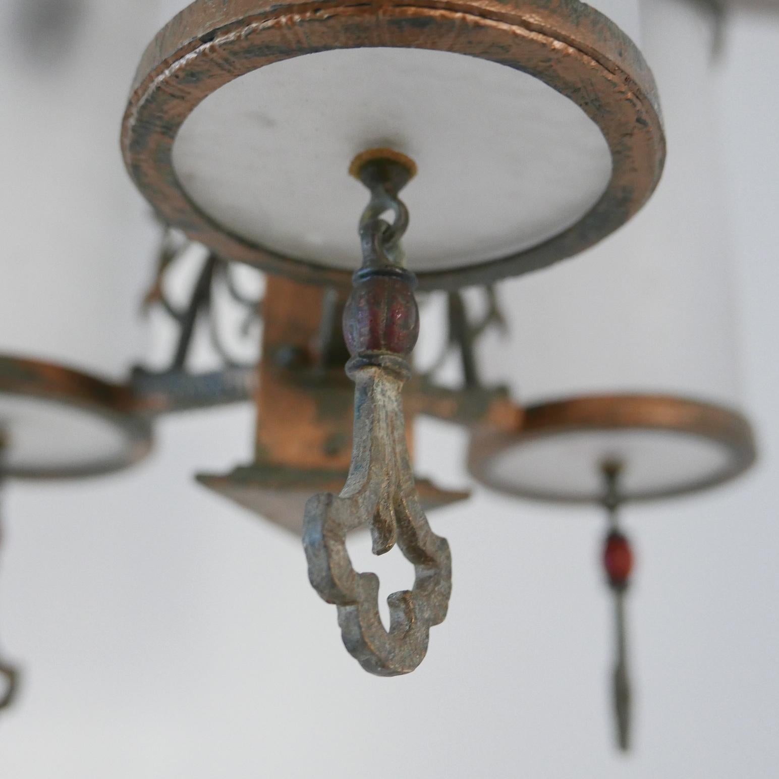 Antique English Frosted Glass Chandelier Pendants '2' For Sale 3