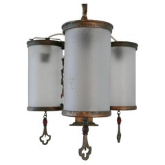 Antique English Frosted Glass Chandelier Pendants '2'
