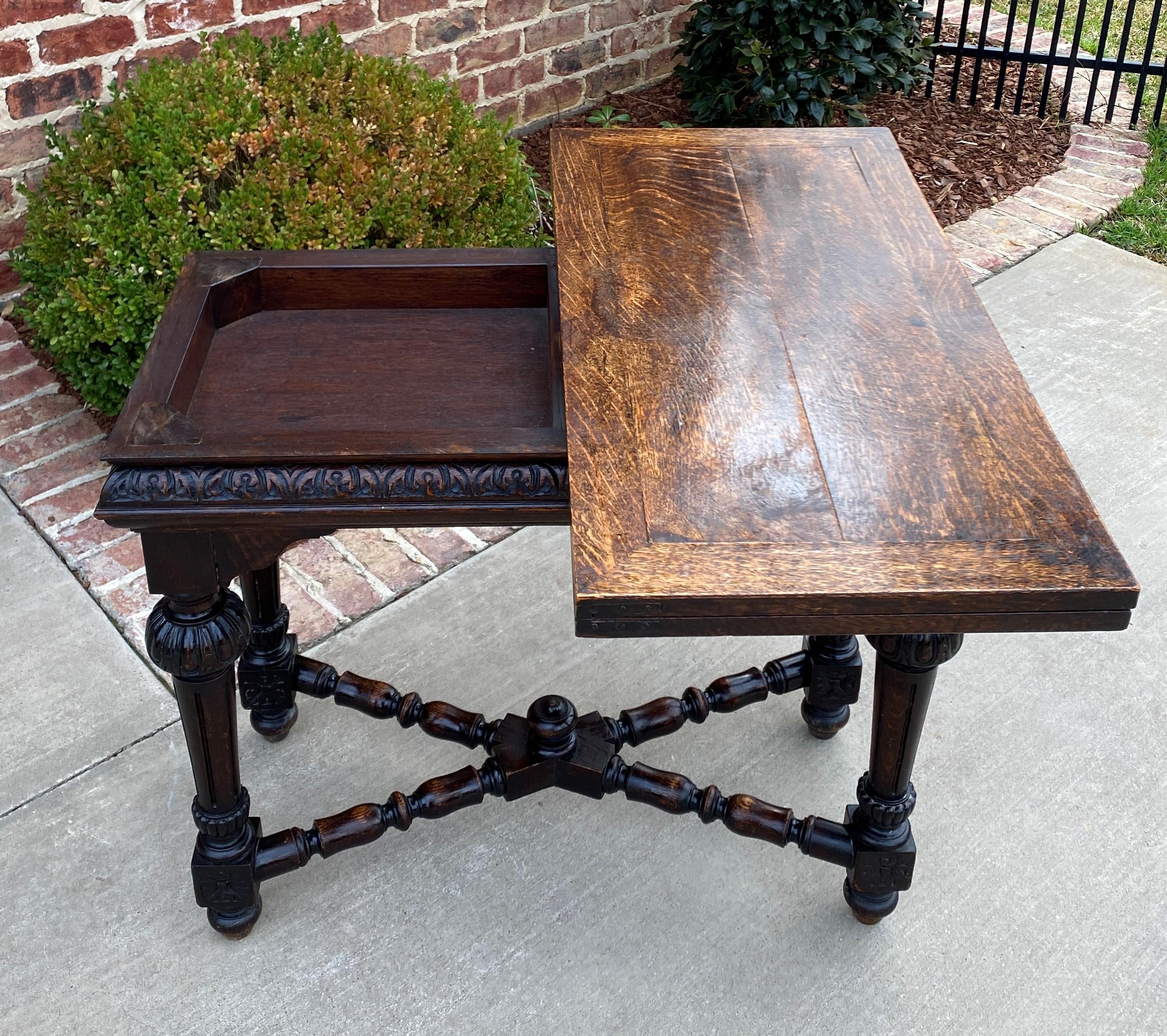 Antique English Game Table Flip Top Gaming Card Table Oak Console Sofa Entry 2