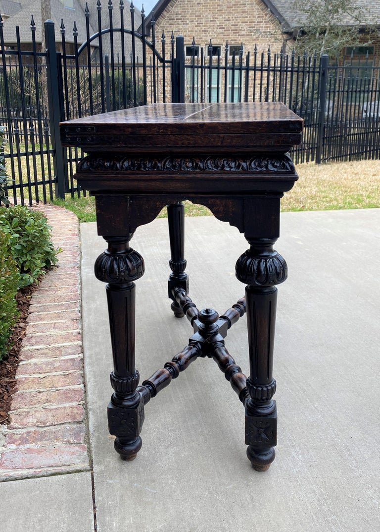 Antique English Game Table Flip Top Gaming Card Table Oak Console Sofa Entry at 1stDibs