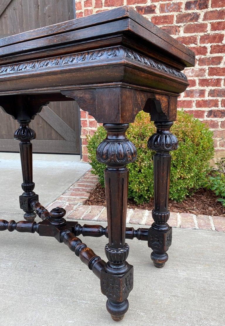 Antique English Game Table Flip Top Gaming Card Table Oak Console Sofa Entry at 1stDibs