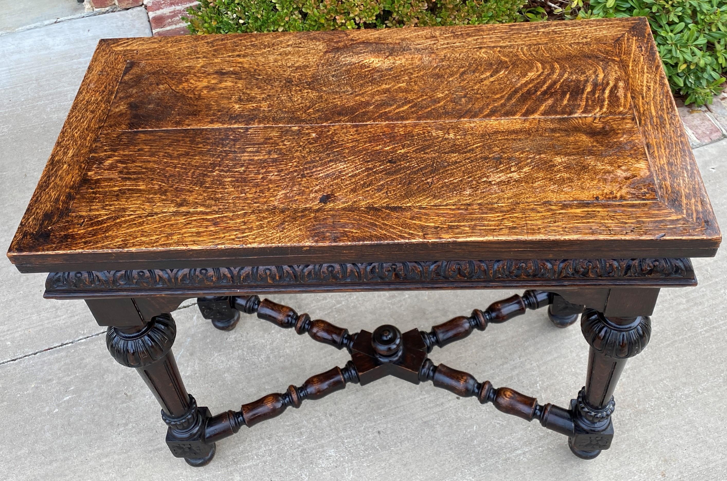 Antique English Game Table Flip Top Gaming Card Table Oak Console Sofa Entry 4