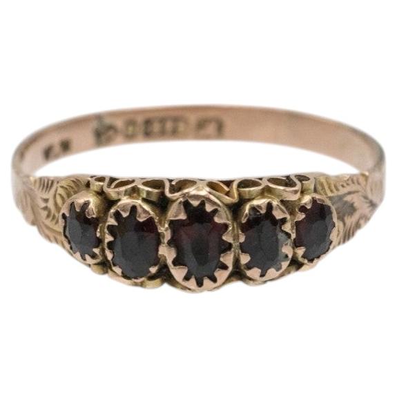 Antiker englischer Granatring aus 9k Gold, Großbritannien, 1912-1913. im Angebot