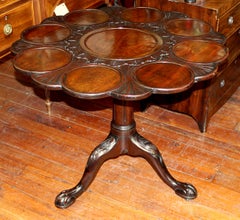 English George III Hand Carved Mahogany Chippendale Tilt-Top Supper Table