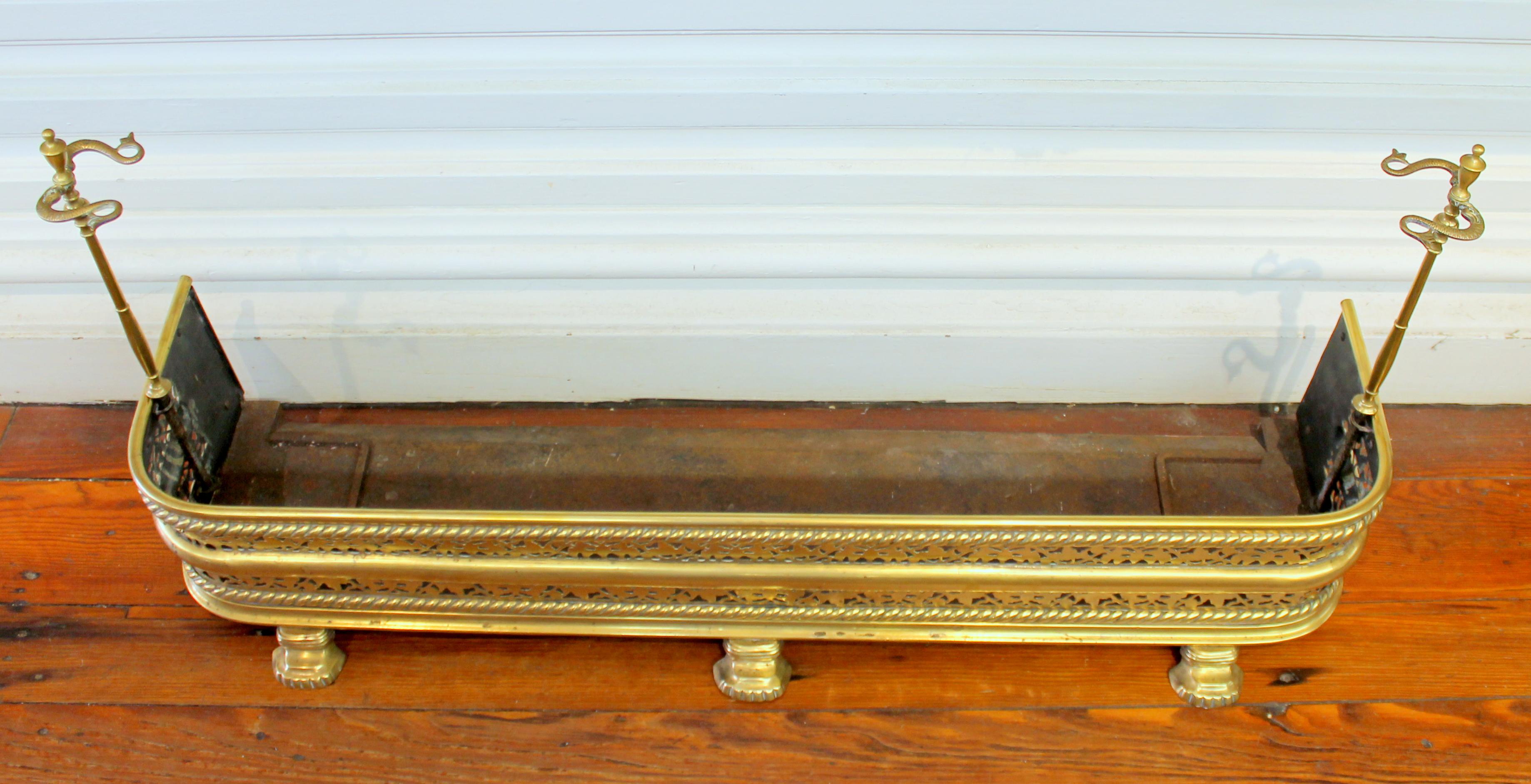 vintage brass fireplace fender