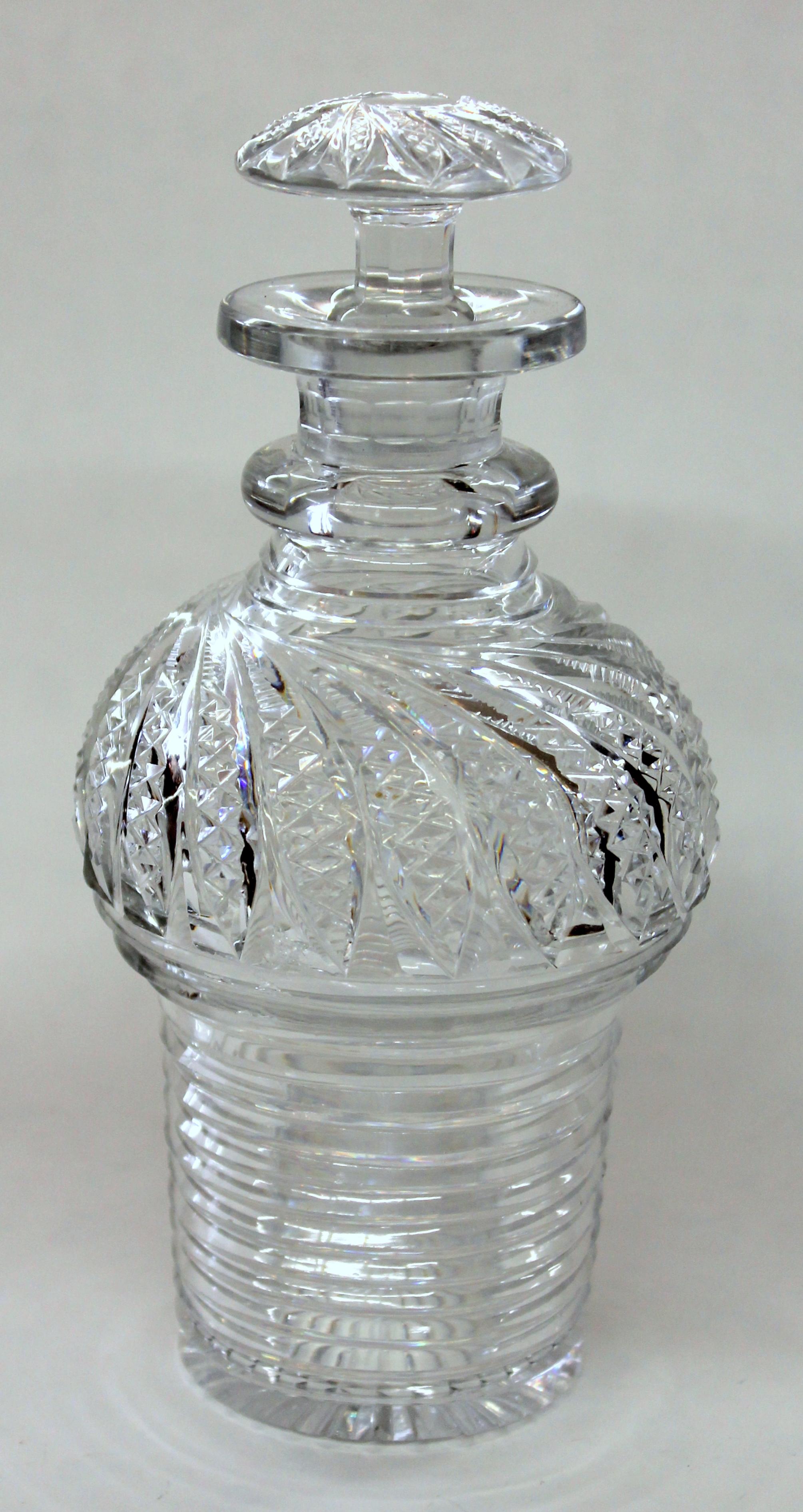 Antique English Geo. III Old Sheffield Hand-Cut Crystal Four Bottle Decanter Set 4