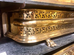 Antique English Geo, iv Hand Pierced Solid Brass Fireplace Fender