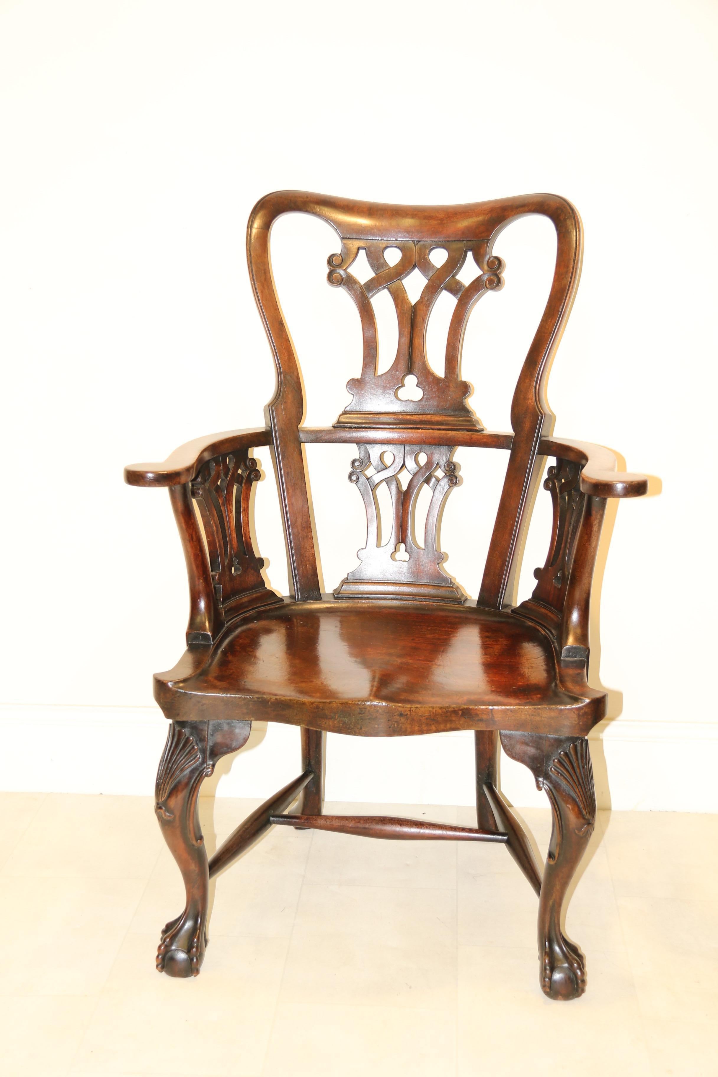 Antique English George II Period Mahogany Windsor Armchair, circa 1750 For Sale 8