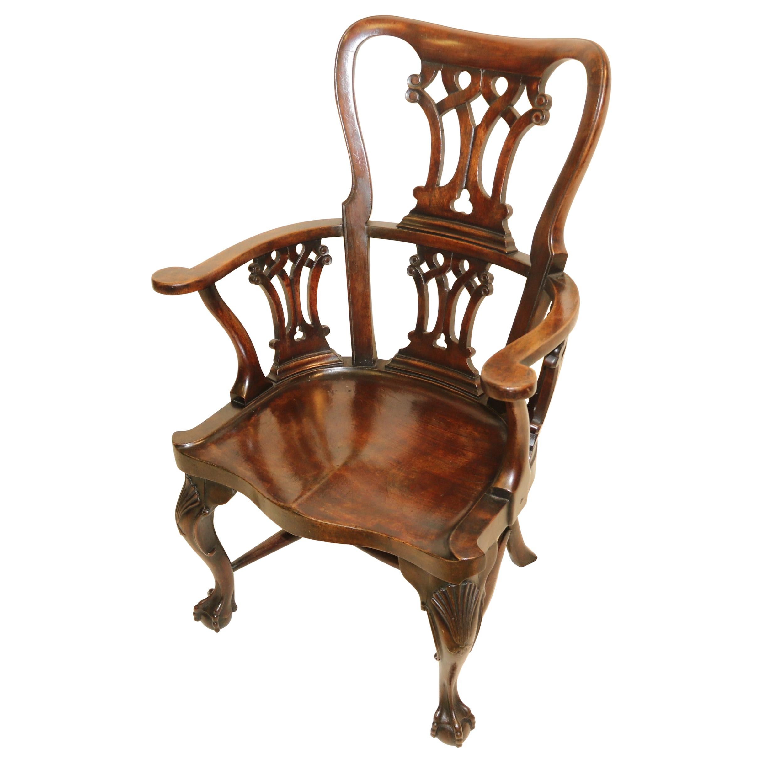 Antique English George II Period Mahogany Windsor Armchair, circa 1750 For Sale