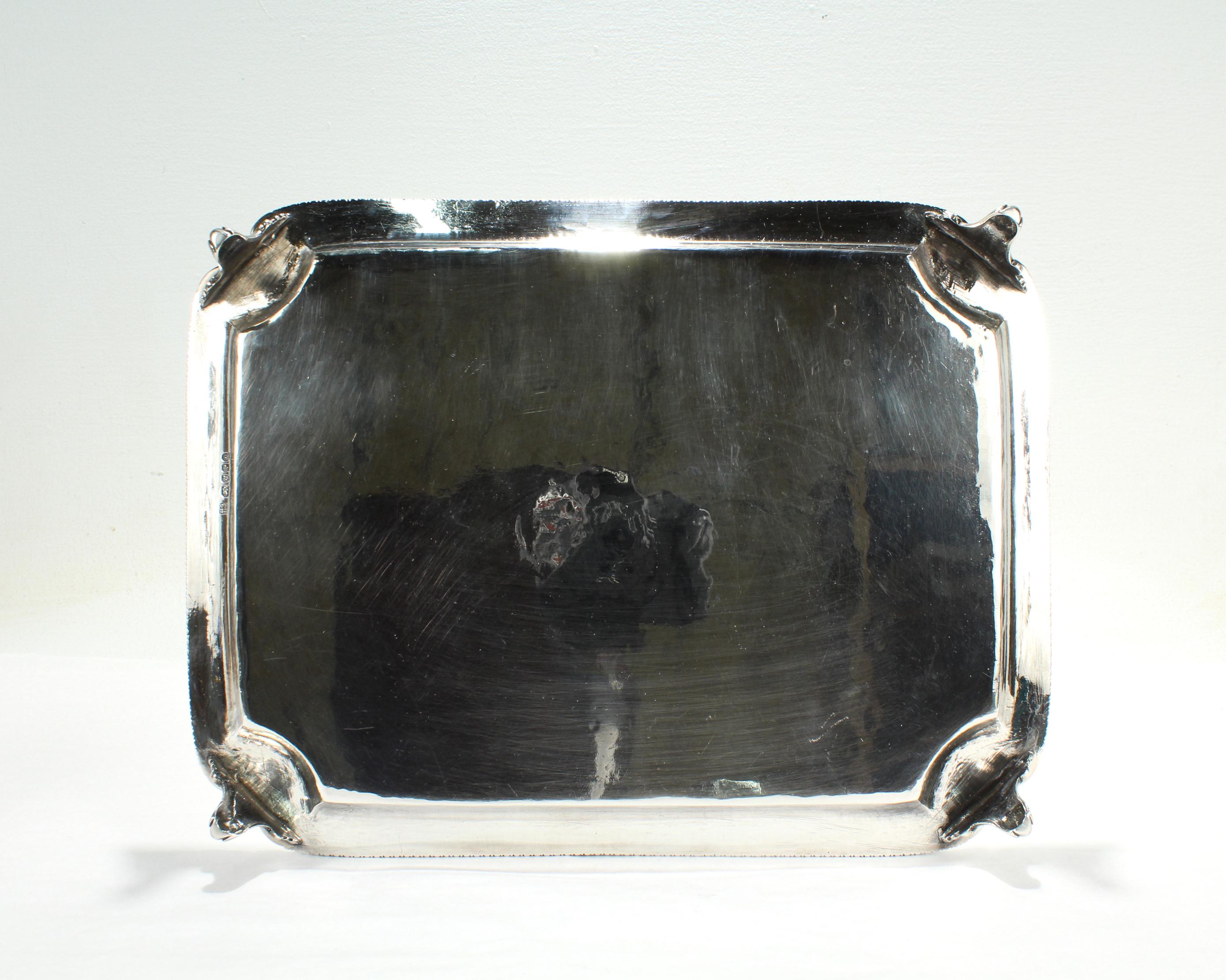 Antique English George II Sterling Silver Rectangular Salver by R & S Hennell For Sale 1