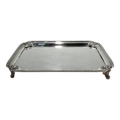 Antico Salver rettangolare in argento sterling Giorgio II di R & S Hennell
