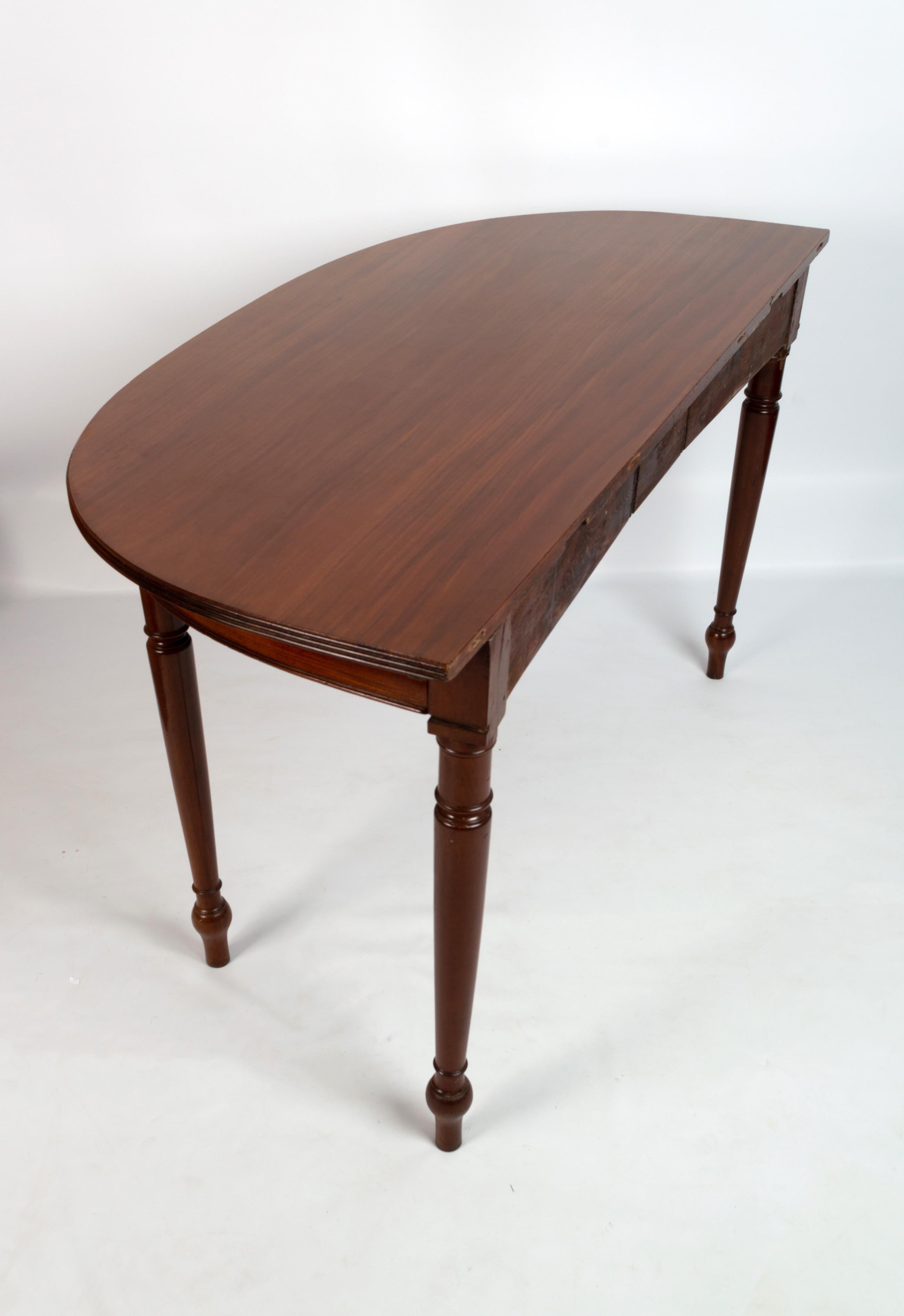 Antique English George III Cuban Mahogany Extending D End Dining Table C.1780 For Sale 13