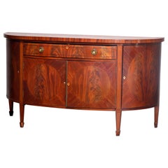 Antique English George III Demilune and Inlaid Mahogany Sideboard, circa 1820