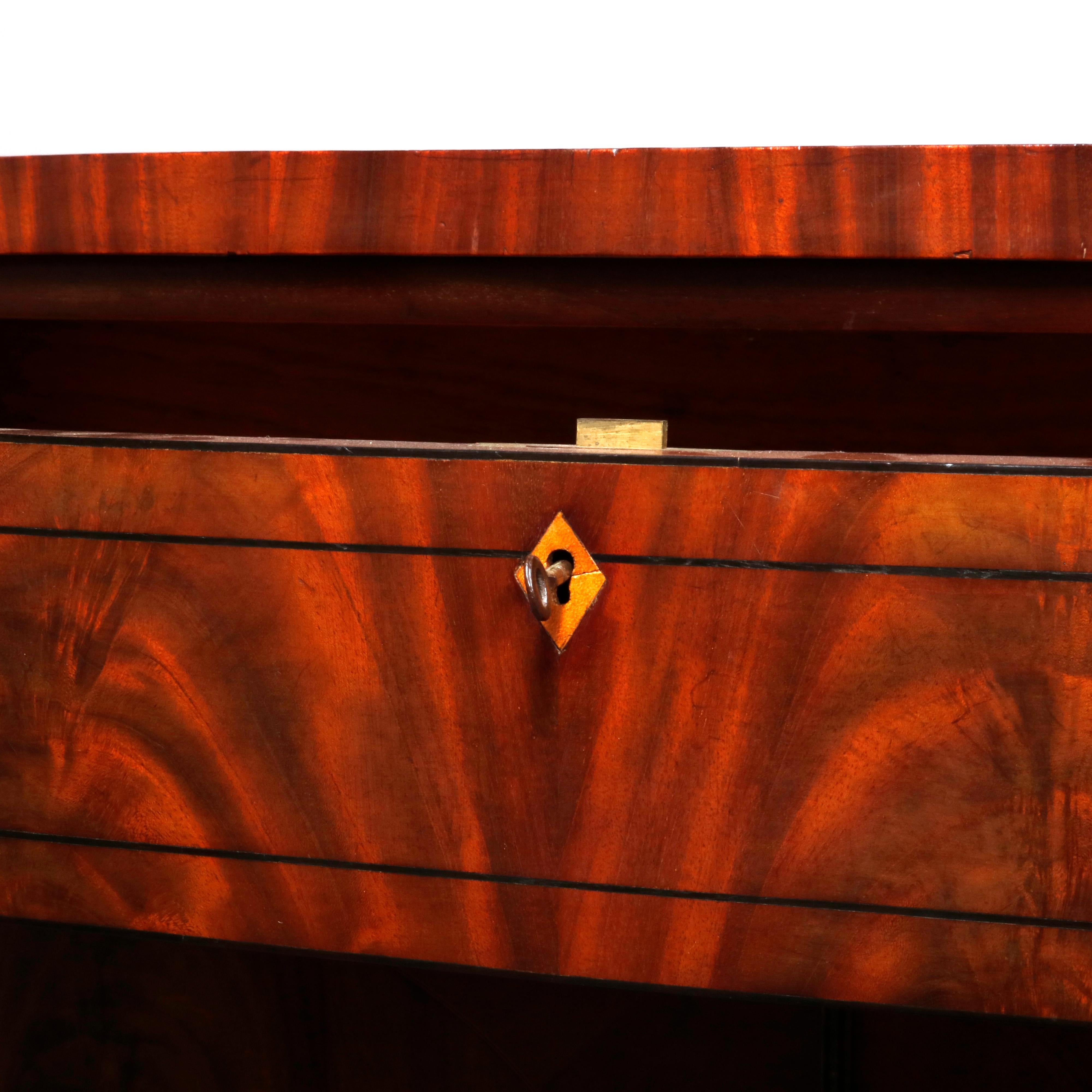 Antique English George III Demilune and Inlaid Mahogany Sideboard, circa 1820 5