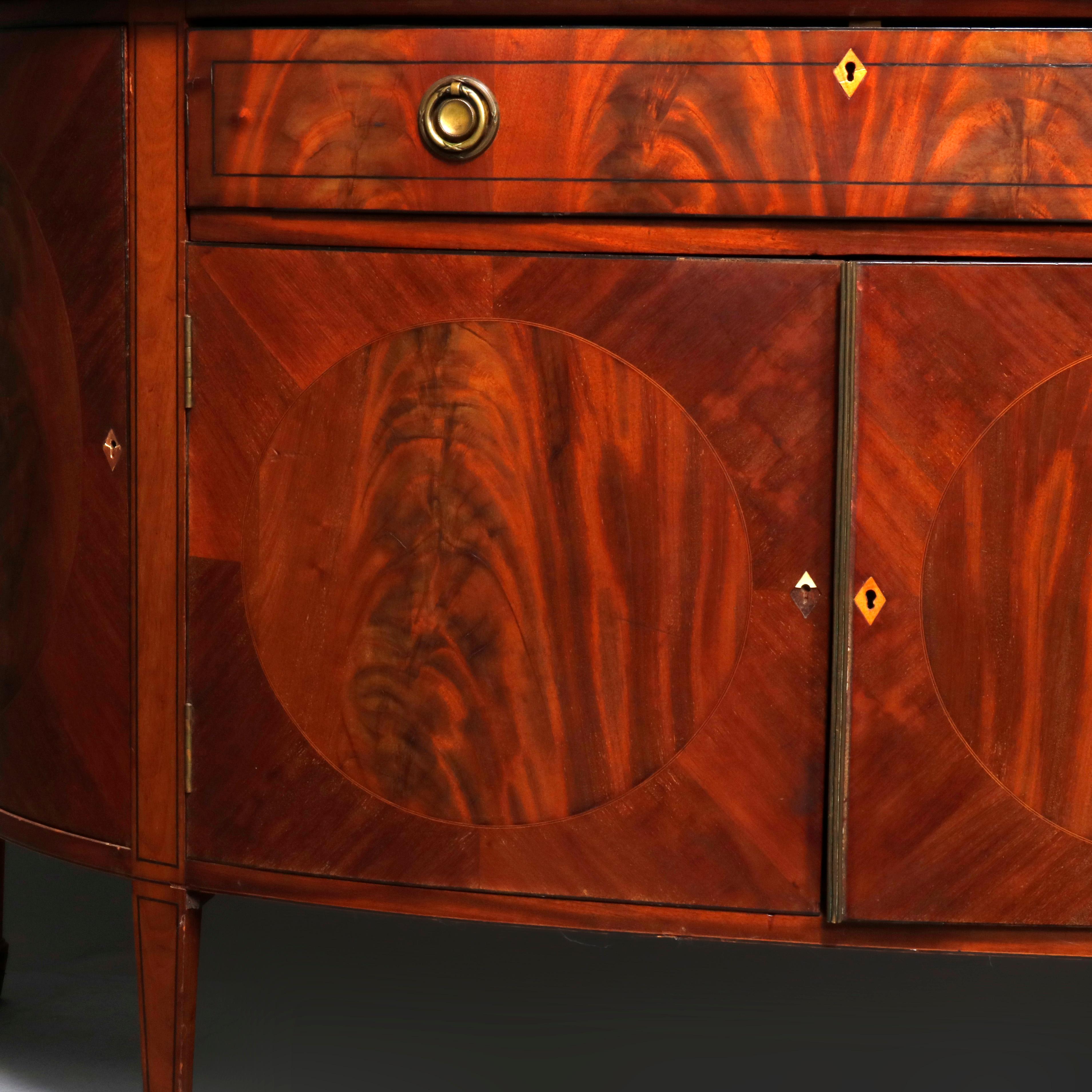 Antique English George III Demilune and Inlaid Mahogany Sideboard, circa 1820 4