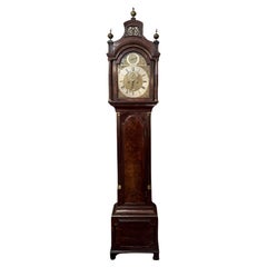 Antique English George III Flamed Mahogany John Scott Grandfather Clock Ca. 1780