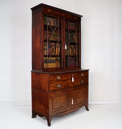 Antique English George III Gillows Mahogany Secretaire Bookcase Cabinet