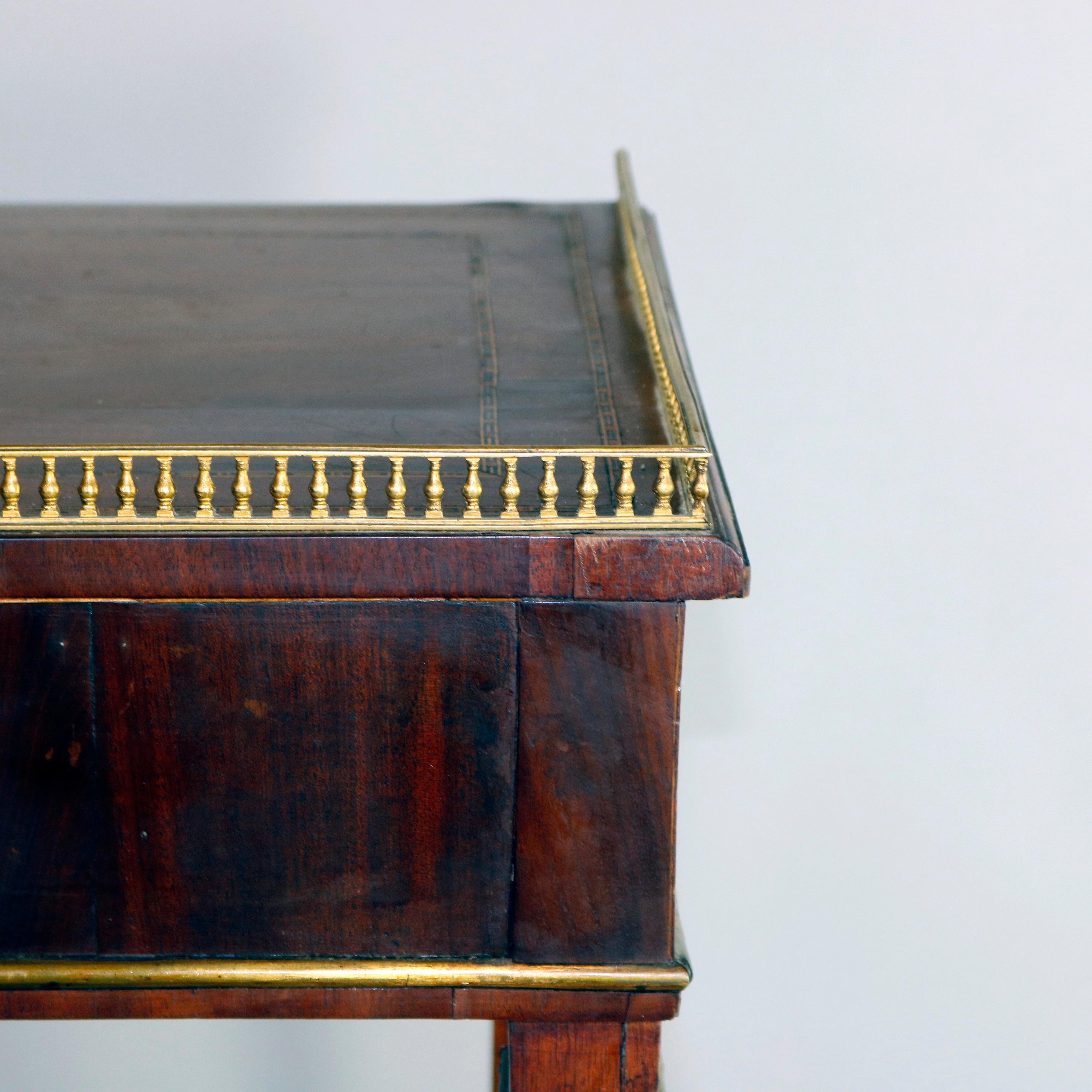 Antique English George III Inlaid Mahogany & Bronze Writing Desk, circa 1830 12
