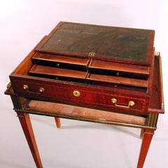Antique English George III Inlaid Mahogany & Bronze Writing Desk, circa 1830