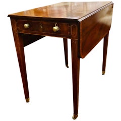 Used English George III Inlaid Mahogany Drop-leaf Pembroke Table
