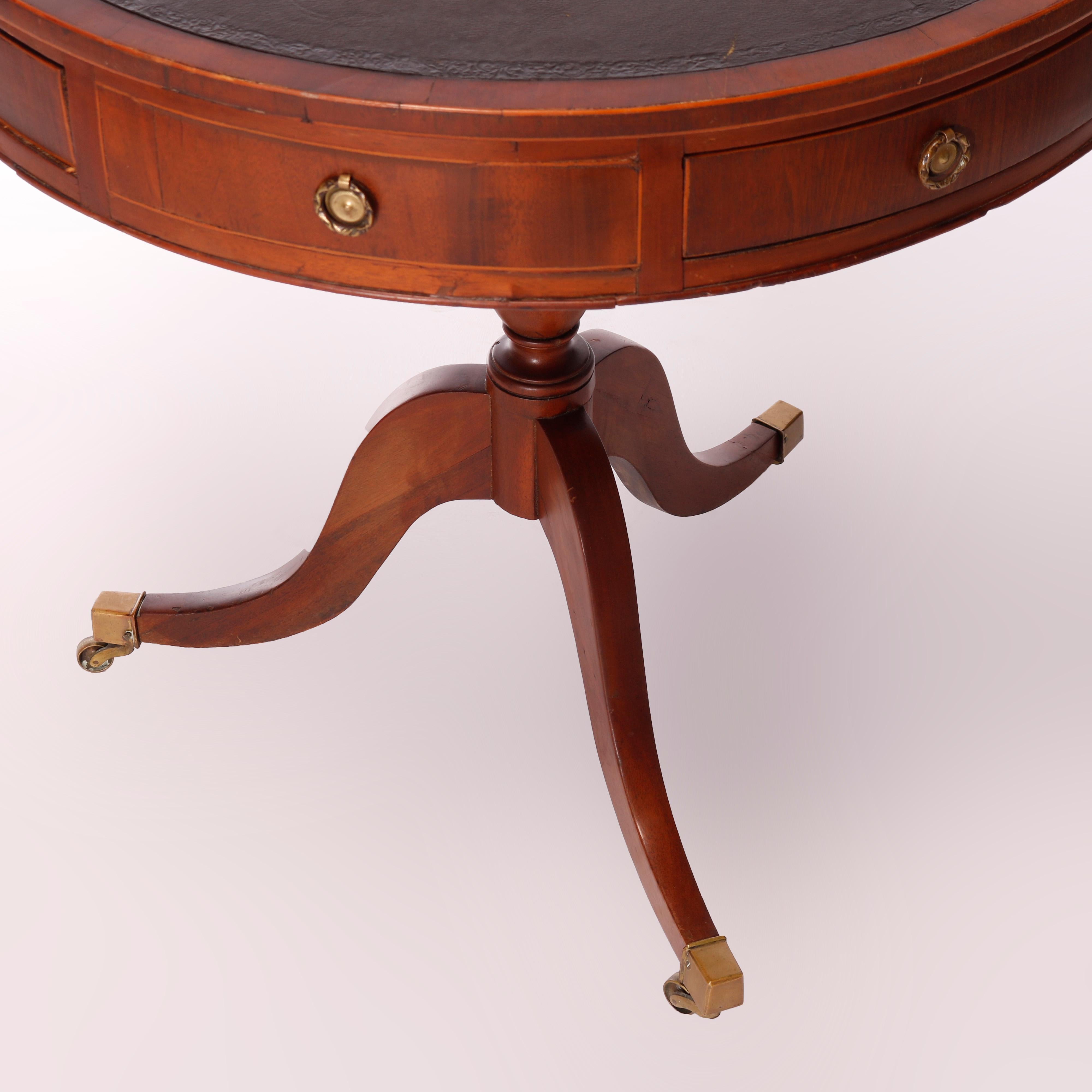  Antique English George III Mahogany Drum Game Table Circa 1820 For Sale 6