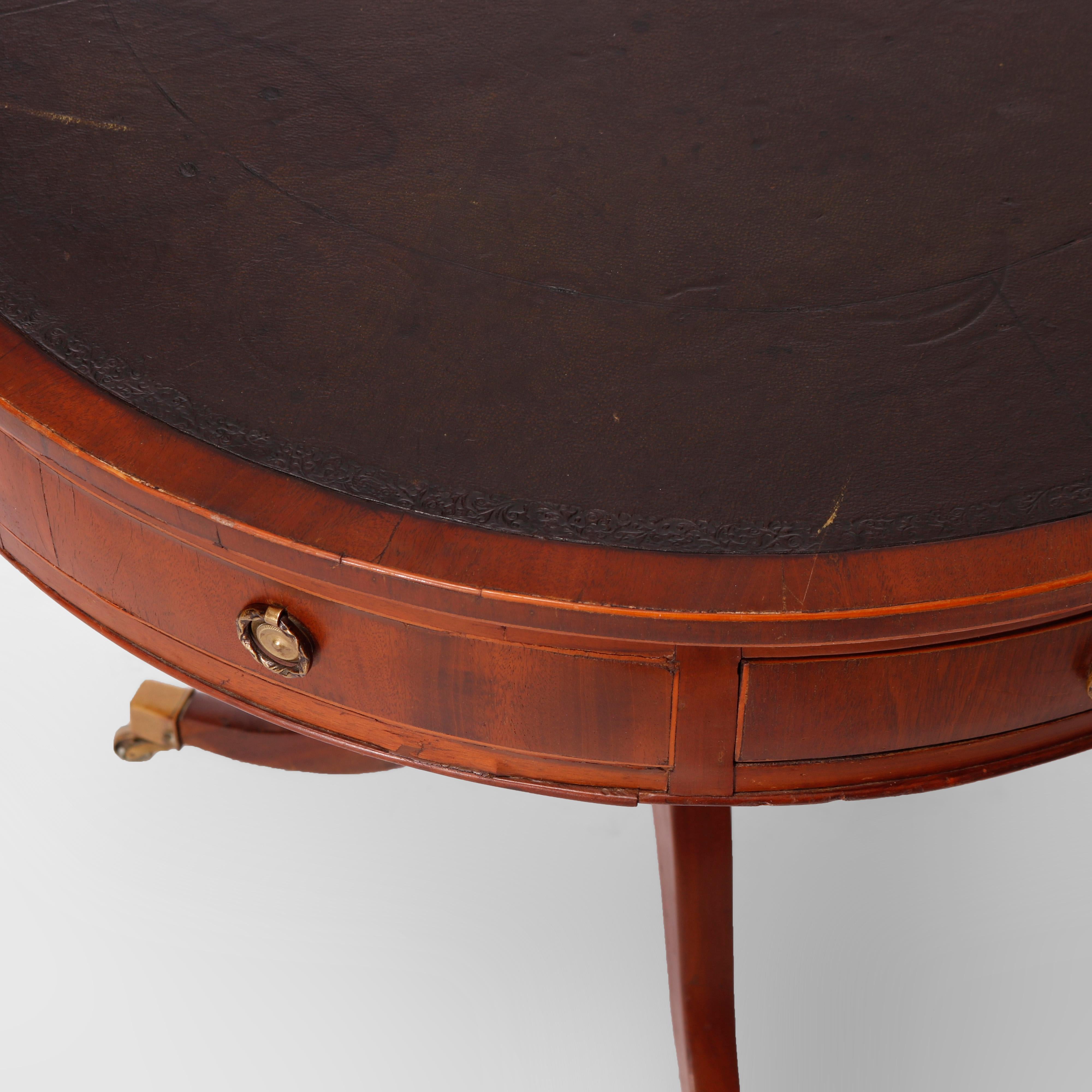  Antique English George III Mahogany Drum Game Table Circa 1820 For Sale 7
