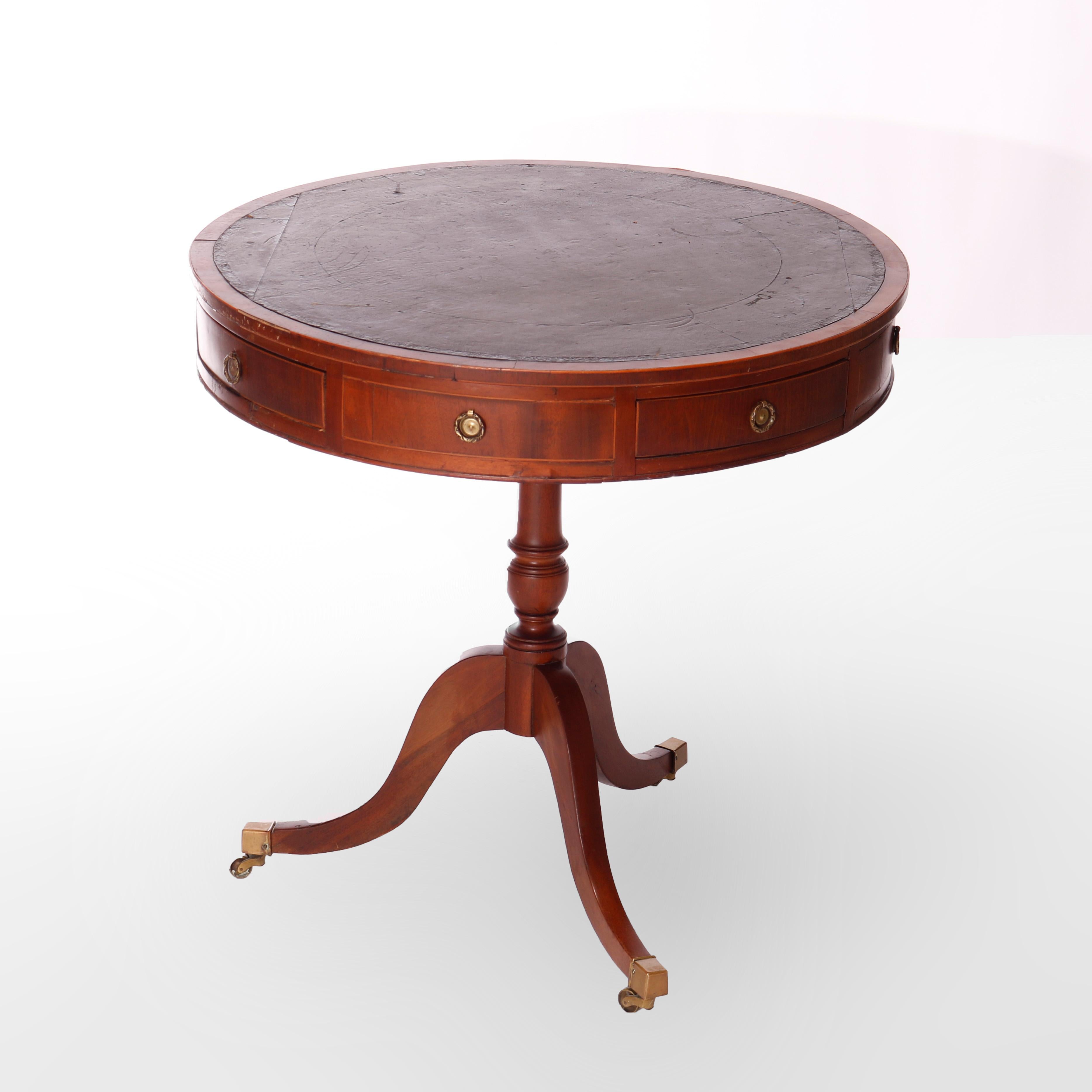  Antique English George III Mahogany Drum Game Table Circa 1820 For Sale 8