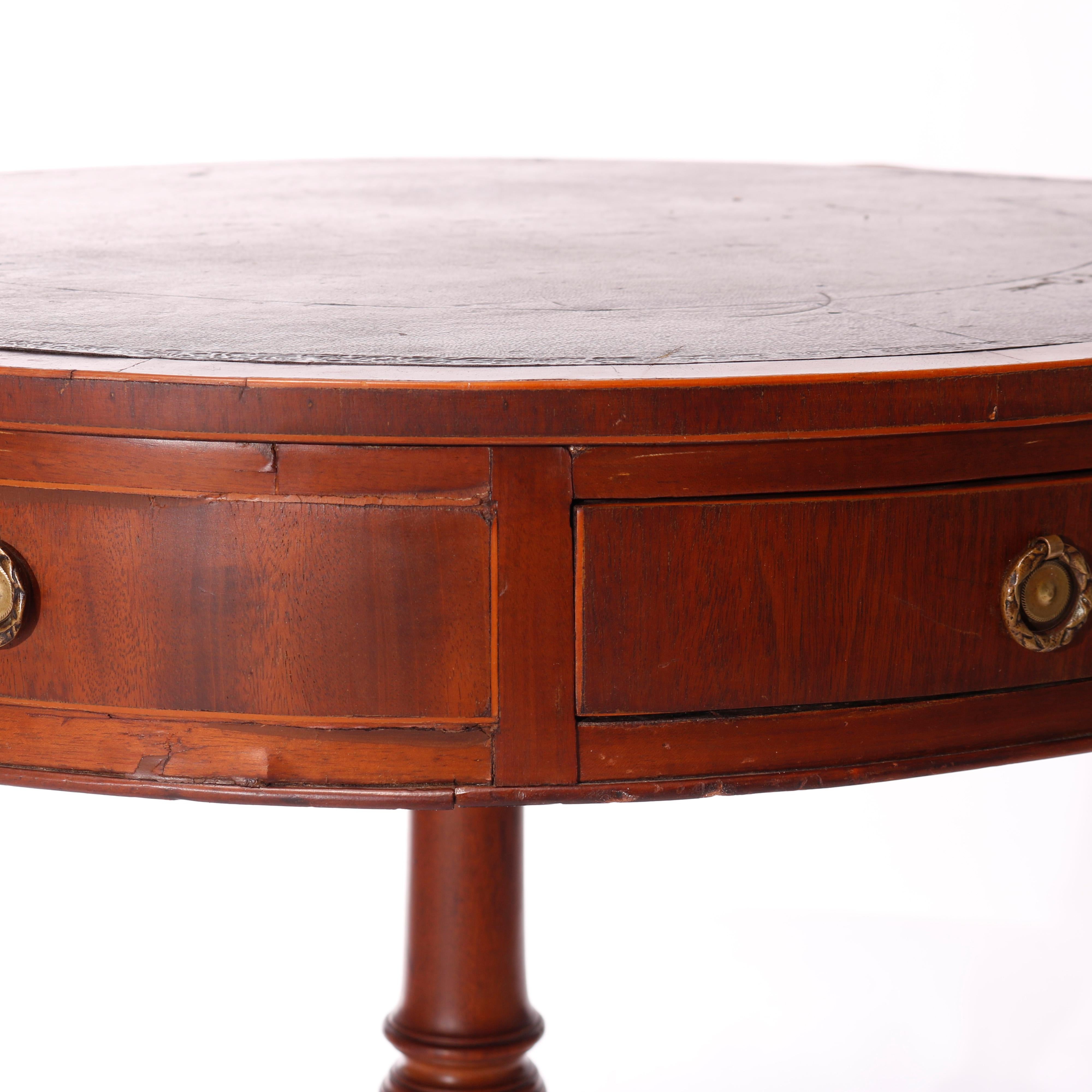  Antique English George III Mahogany Drum Game Table Circa 1820 For Sale 9