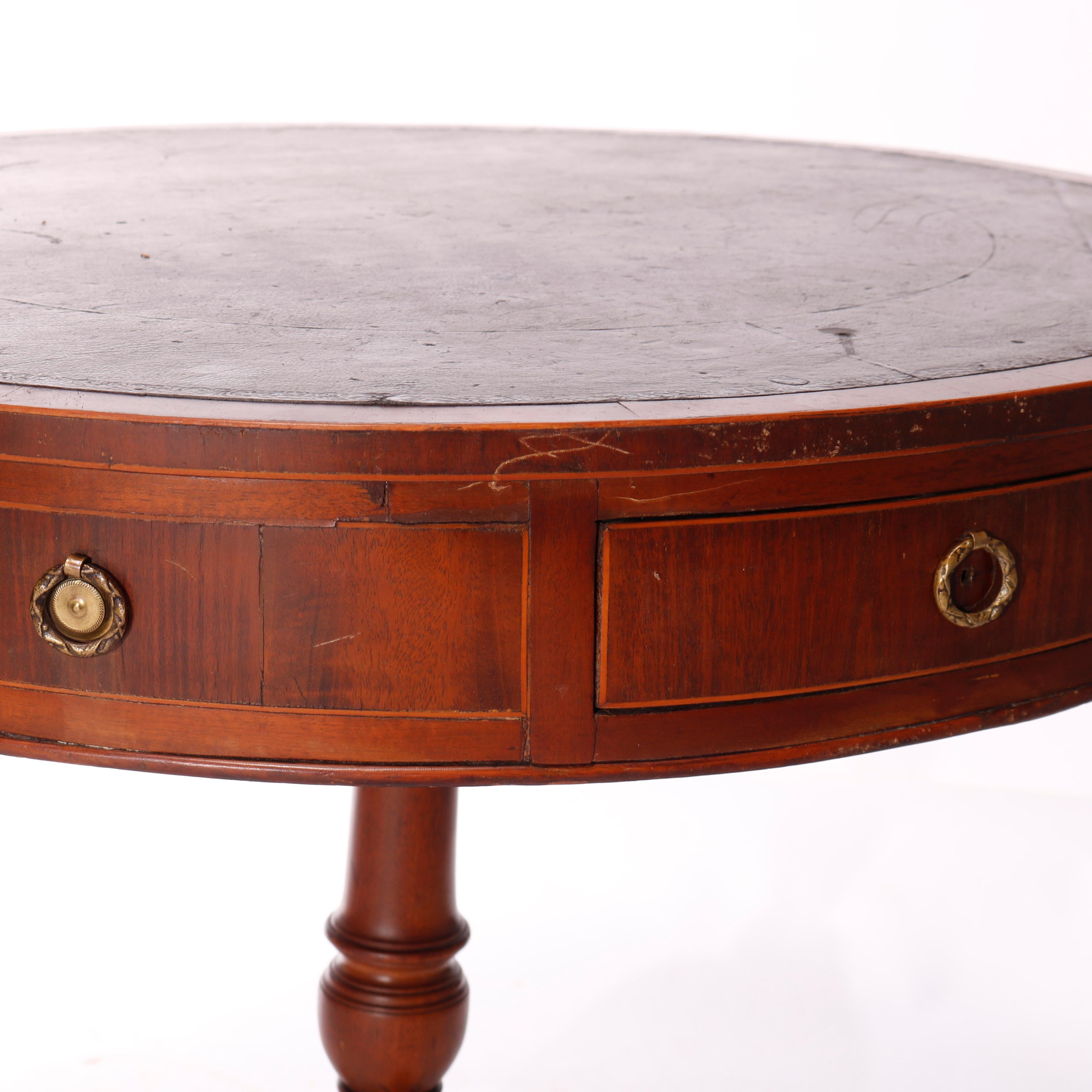  Antique English George III Mahogany Drum Game Table Circa 1820 For Sale 13