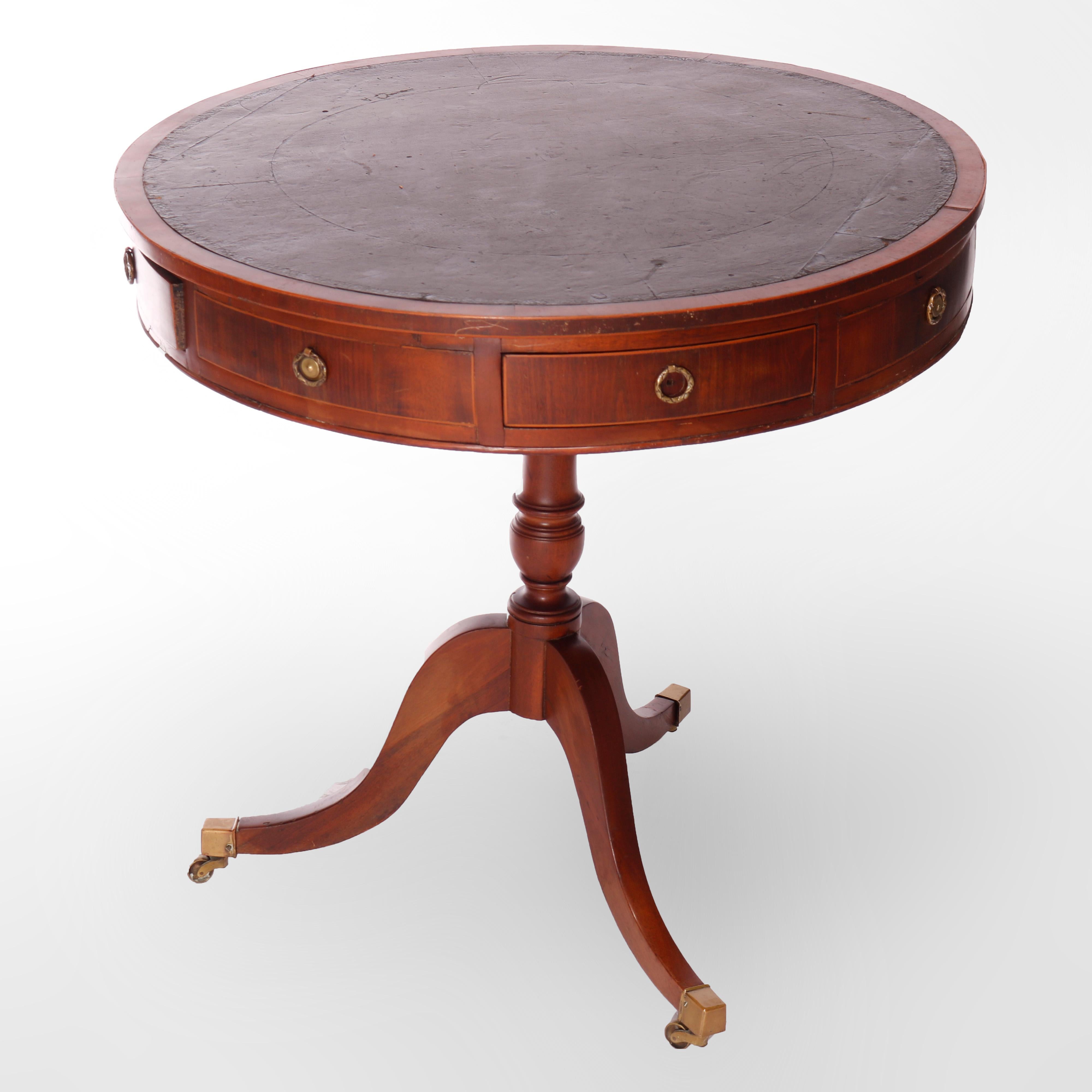 19th Century  Antique English George III Mahogany Drum Game Table Circa 1820 For Sale