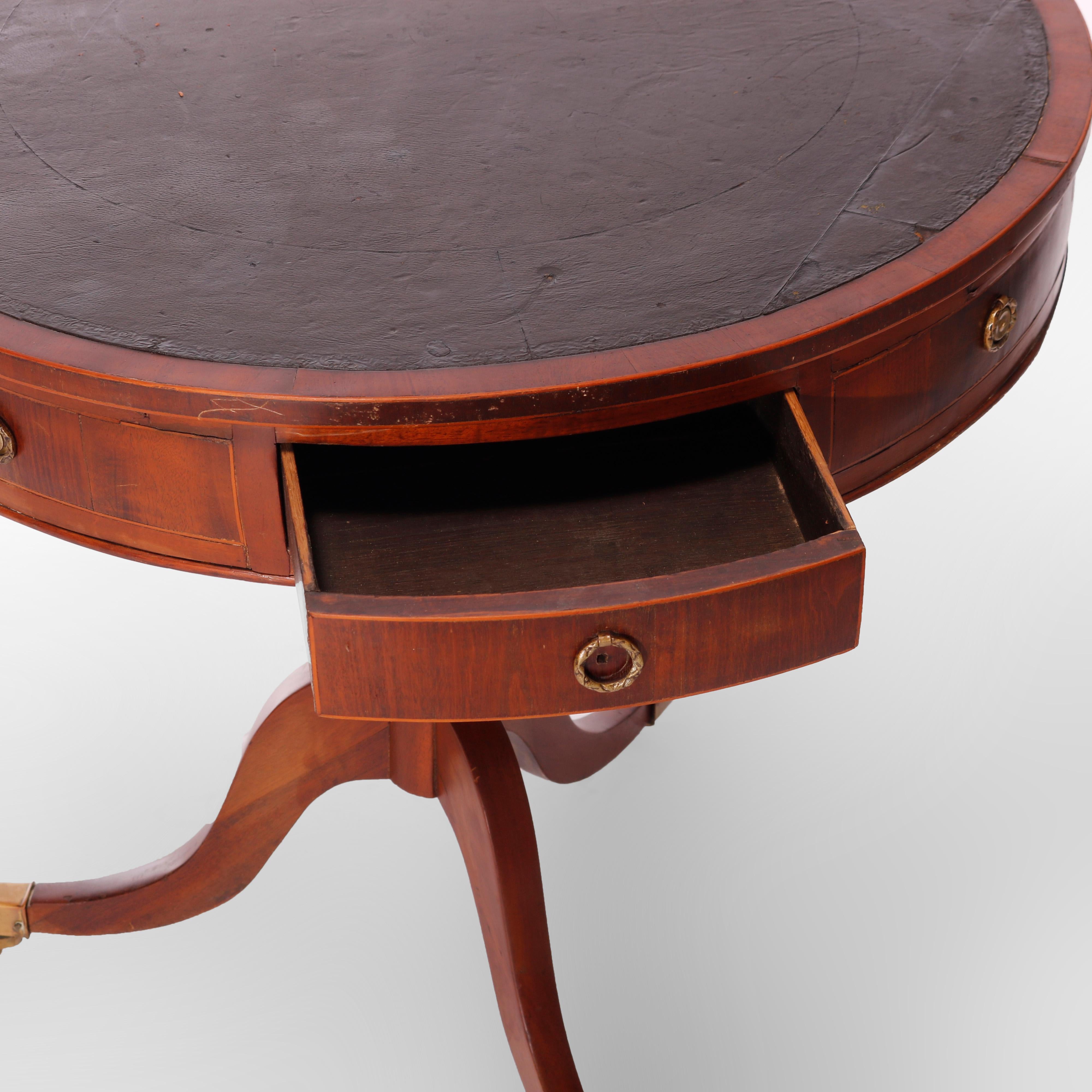  Antique English George III Mahogany Drum Game Table Circa 1820 For Sale 1