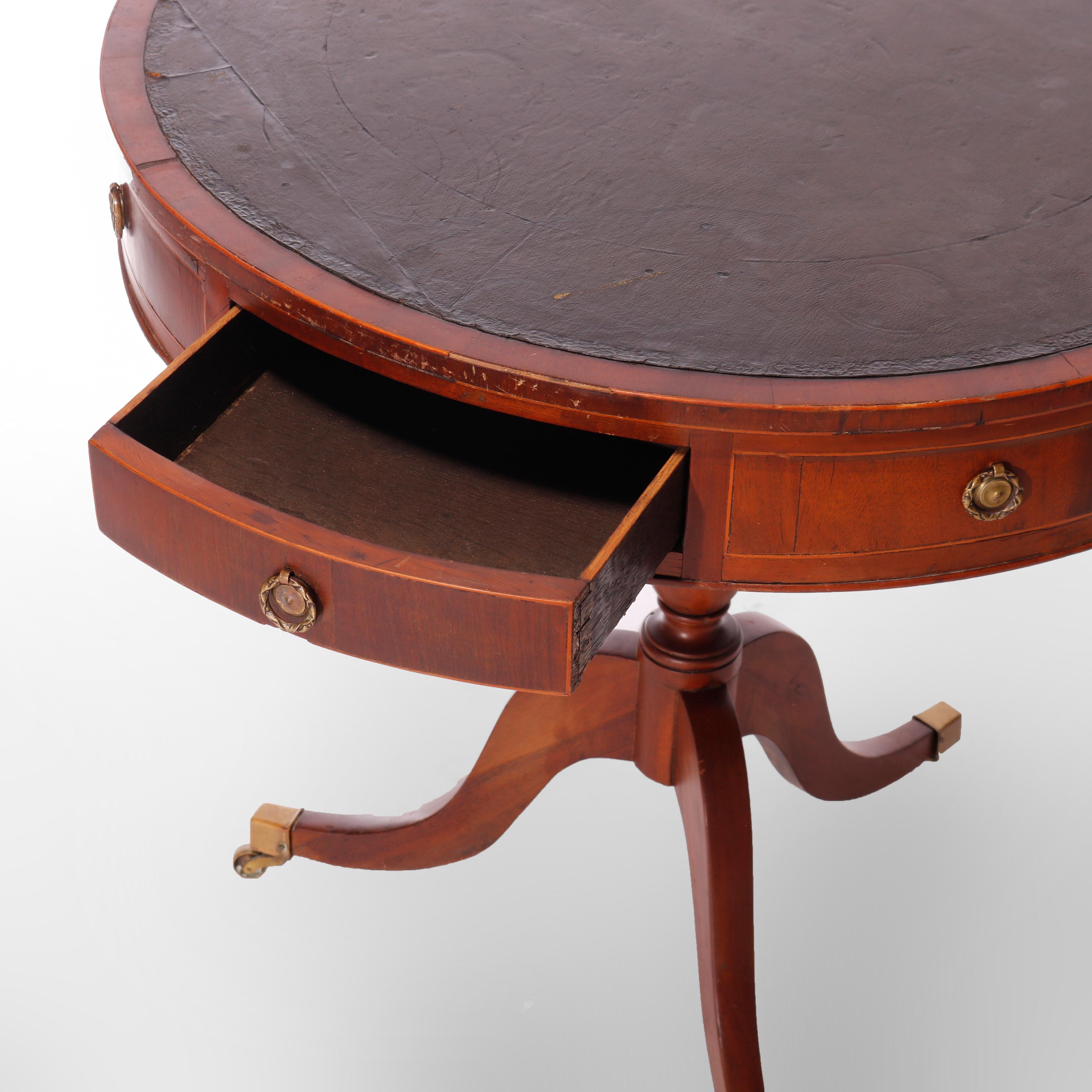  Antique English George III Mahogany Drum Game Table Circa 1820 For Sale 2