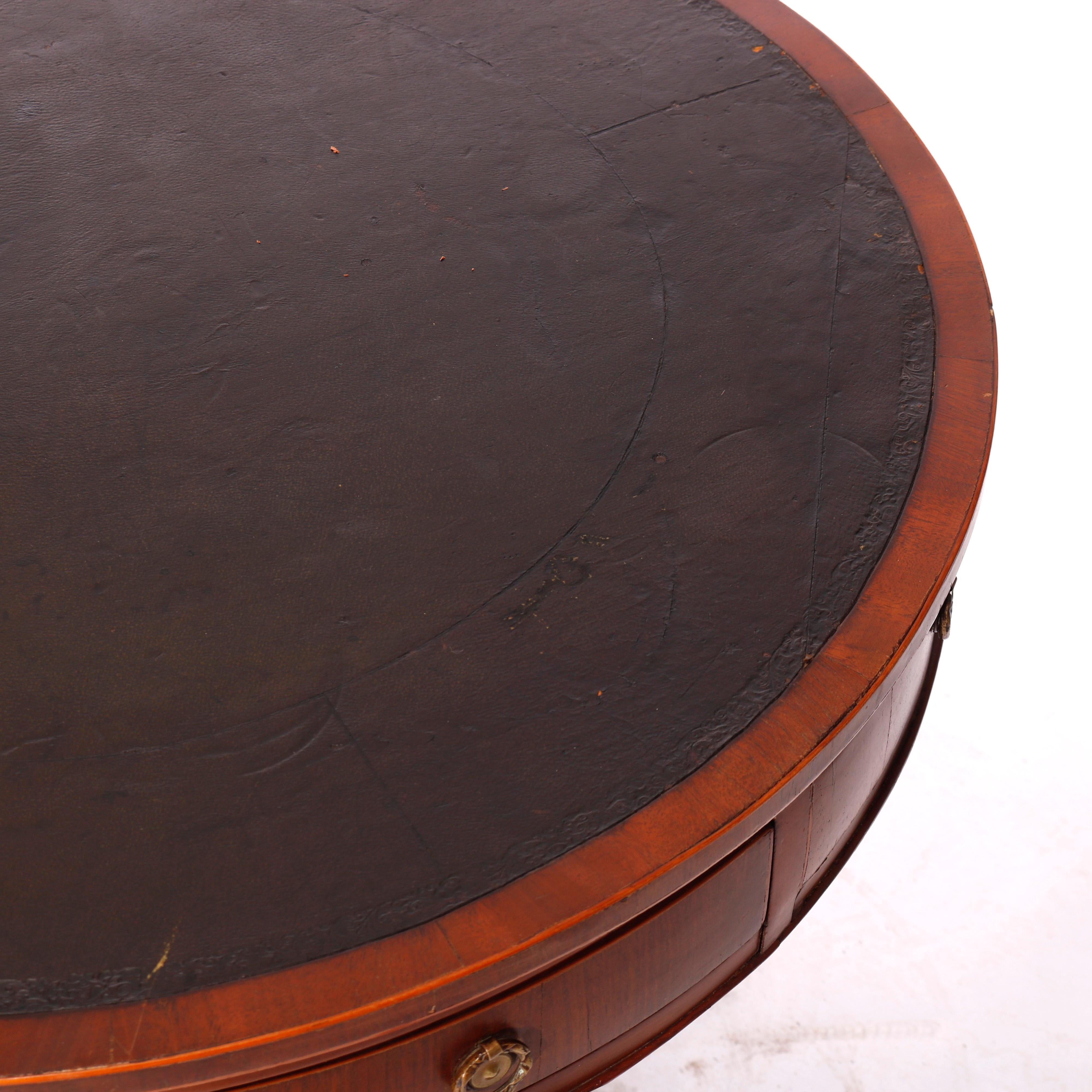  Antique English George III Mahogany Drum Game Table Circa 1820 For Sale 5
