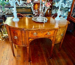 Antique English George III Mahogany Hepplewhite Style Shaped Front Sideboard