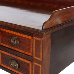 Antique English George III Mahogany & Satinwood Banded & Inlaid Desk c1830