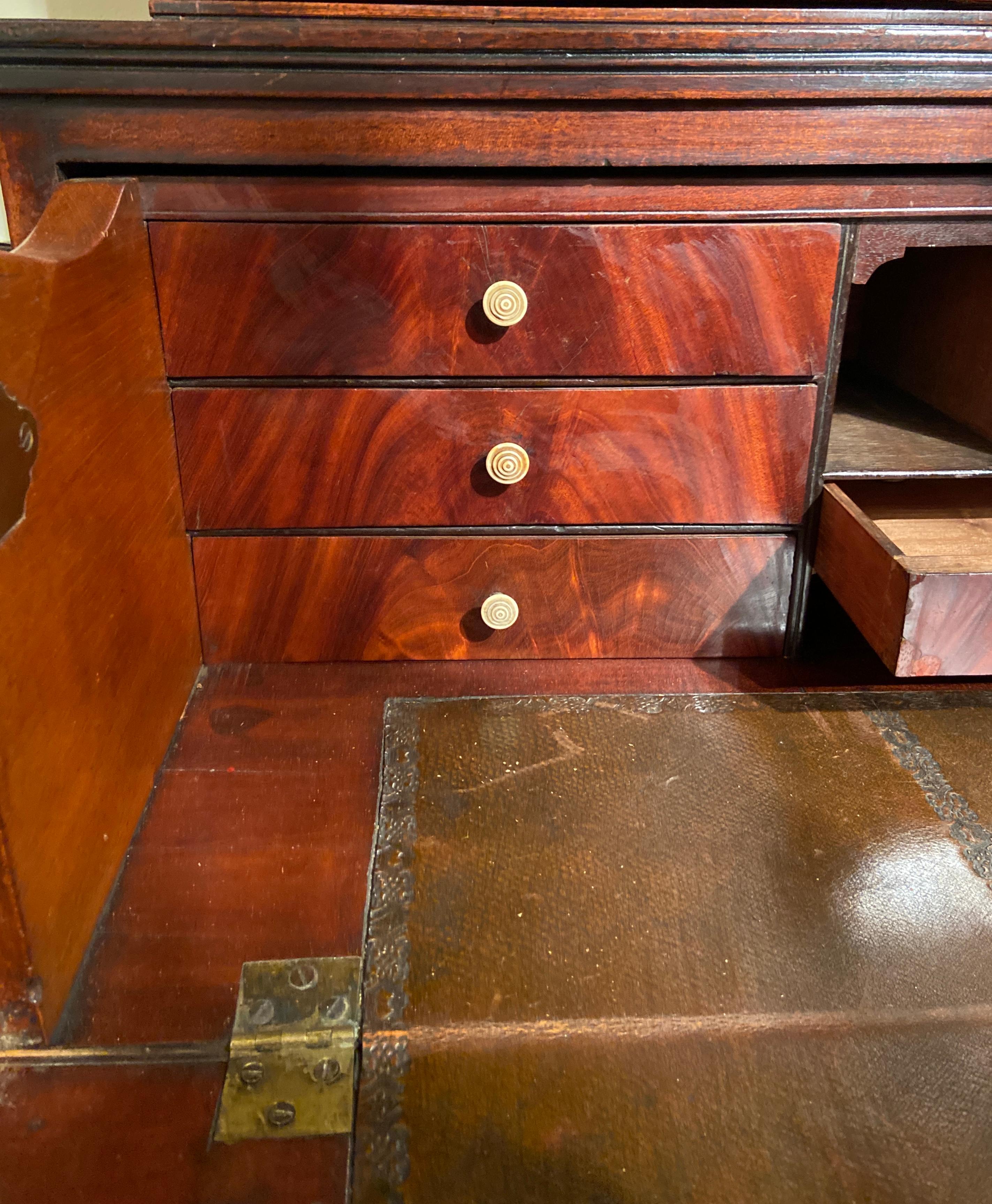 Antique English George III Mahogany Secretary Bookcase, Circa 1790-1820 6
