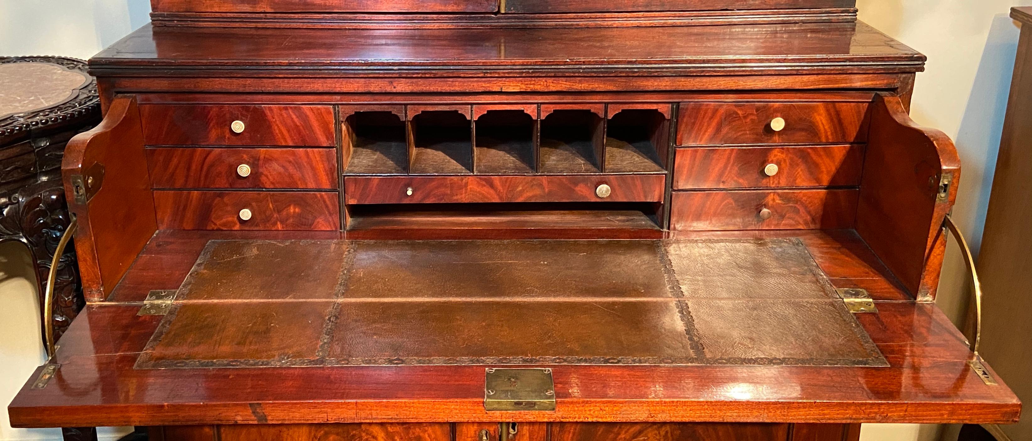 Antique English George III Mahogany Secretary Bookcase, Circa 1790-1820 4