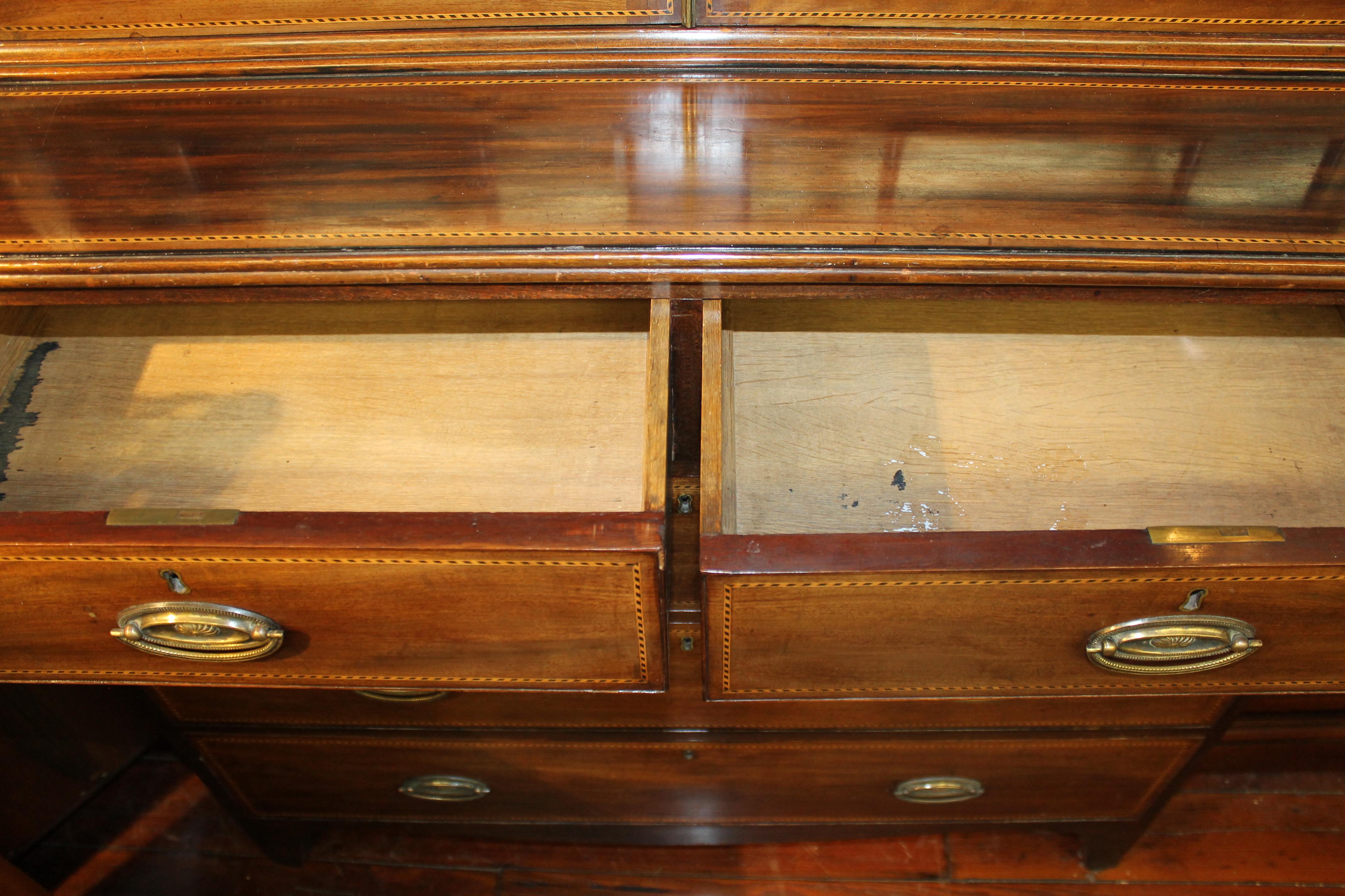 Antique English George III Mahogany Sheraton Style Bookcase or Display Cabinet 5