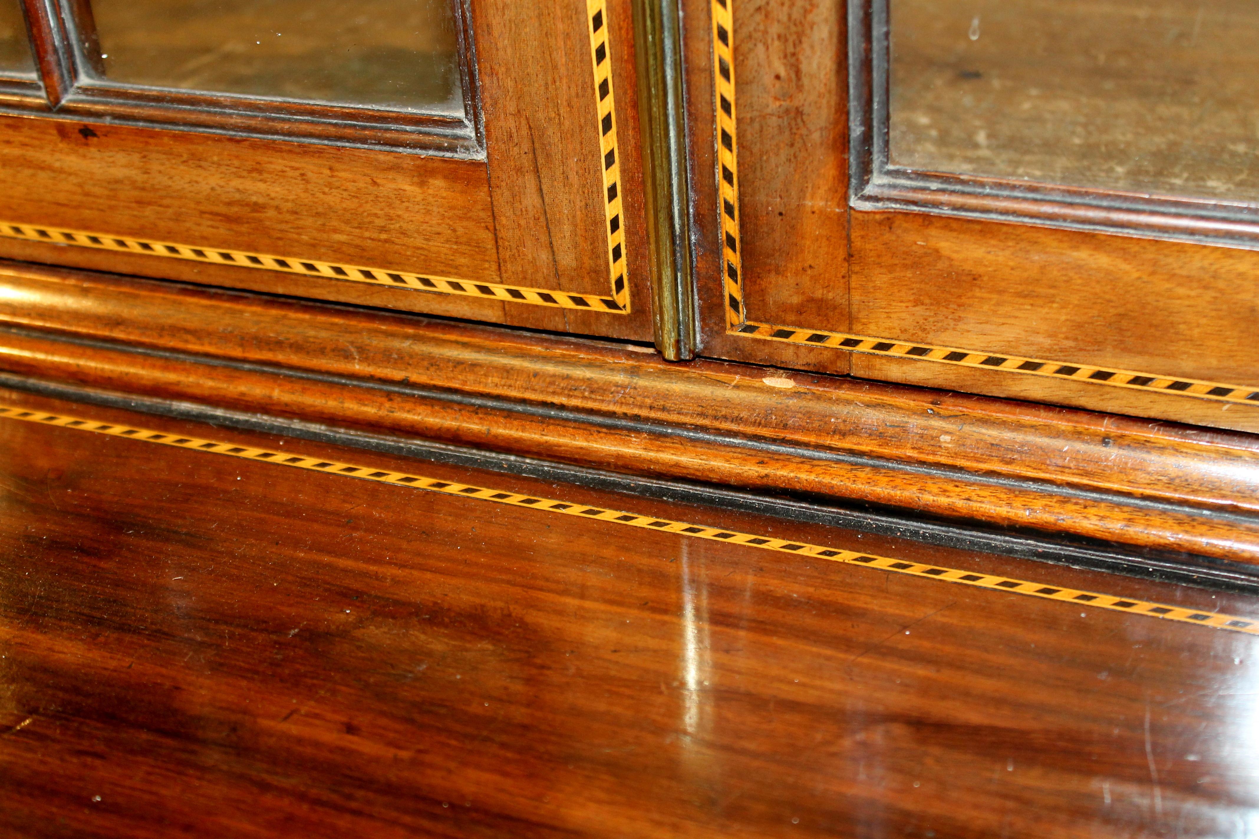 Antique English George III Mahogany Sheraton Style Bookcase or Display Cabinet 7